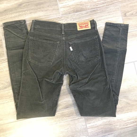 RARE Levi’s dark green corduroy skinny jeans - Picture 3 of 3